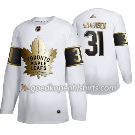 Toronto Maple Leafs Frederik Andersen 31 Adidas 2019-2020 Golden Edition Wit Authentic Shirt - Mannen